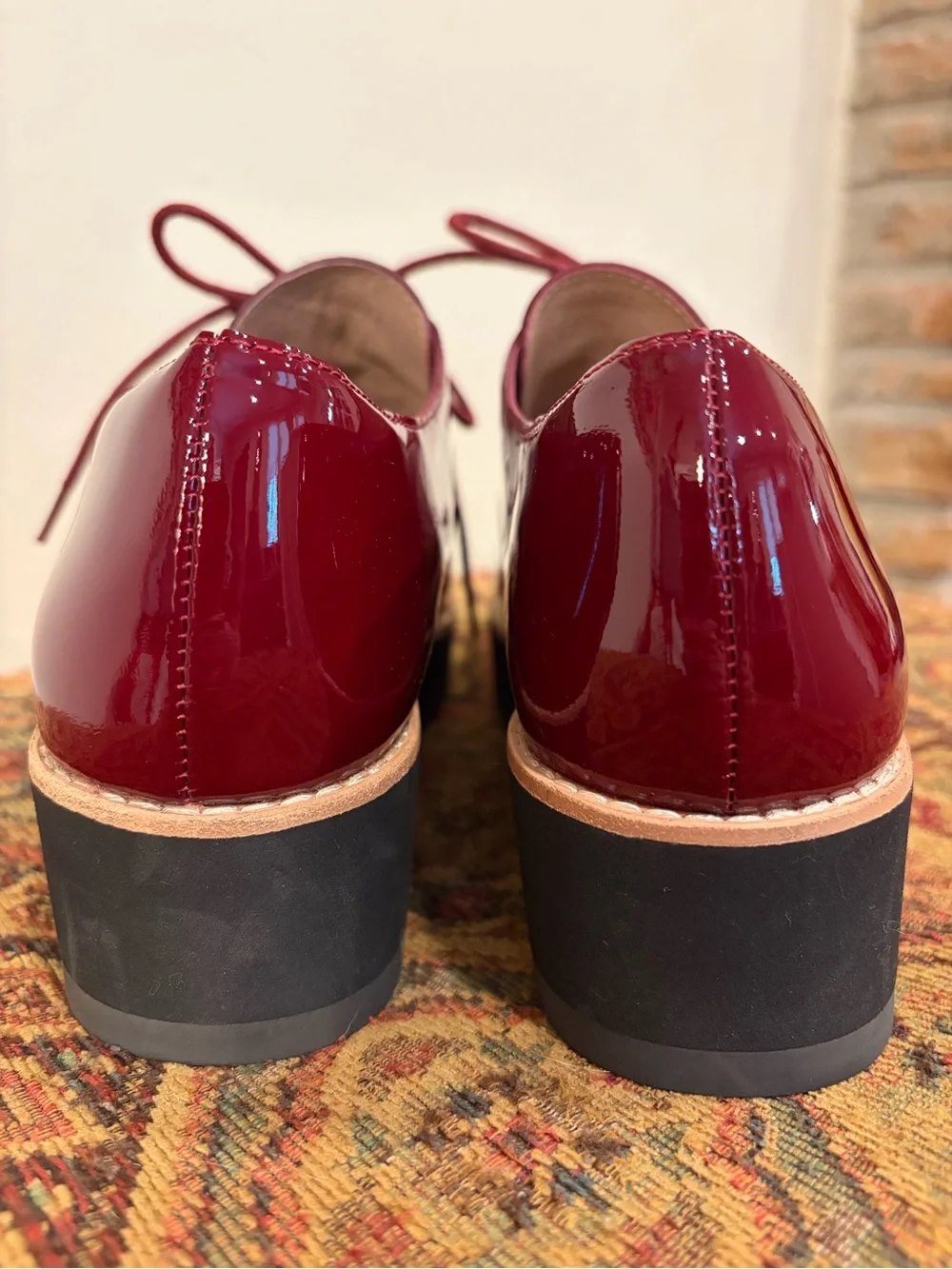 Eileen Fisher Eddy Red Platform Derby Oxford Lace-Up Shoes Size 7.5